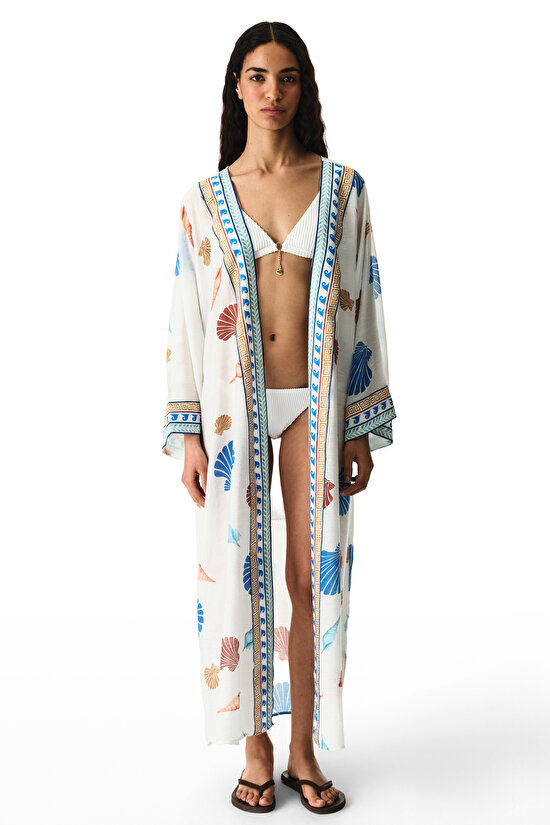 Renkli Santorini Kimono - 5