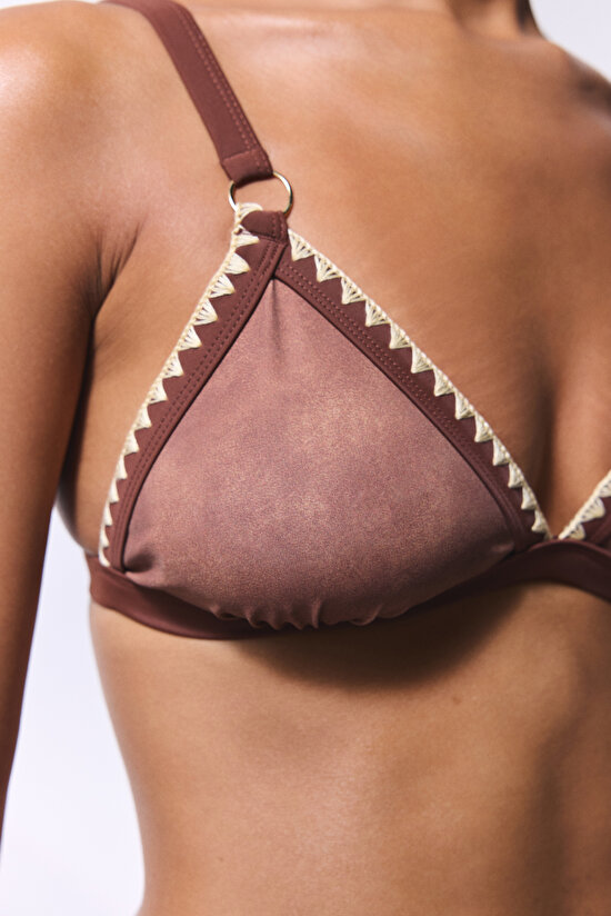 Emery Triangle Fit Light Brown Bikini Top - 3