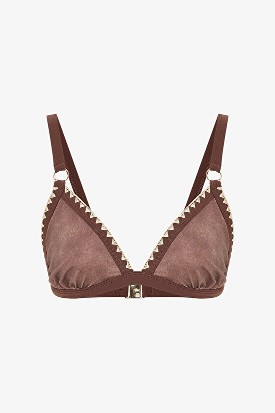 Emery Triangle Fit Light Brown Bikini Top - 5