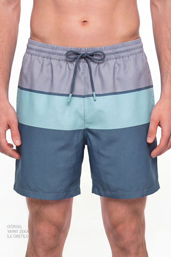 Erkek Renkli Mindful Colour Block Şort - 1