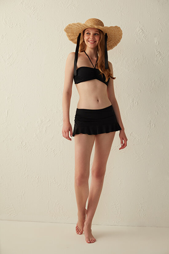 Bk Black Basic Skirtkini Bikini Bottom - 3