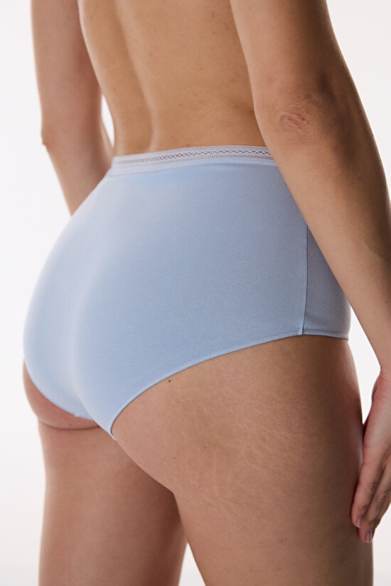 Mavi Easy Pamuklu Trim Yüksek Bel Slip Külot - 2