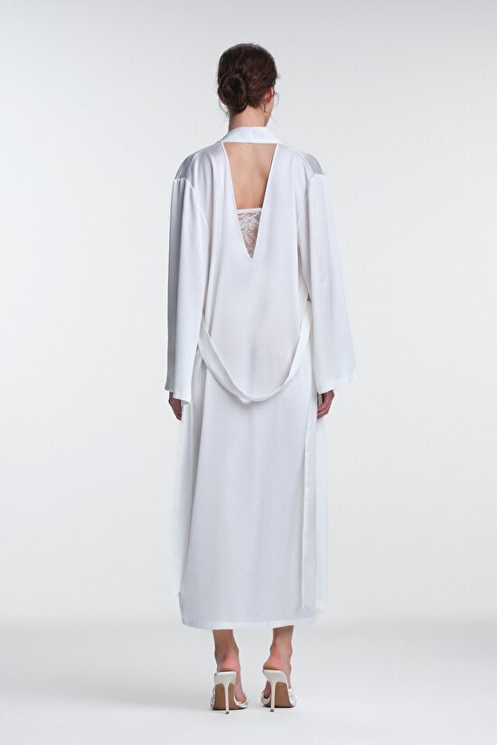 Off White Scarlett Lace Long Sleeve Dressing Gown Off White Scarlett Lace Long Sleeve Dressing Gown - 4