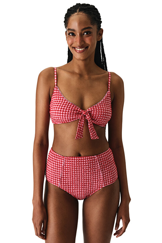 Renkli Paulina Üçgen Knot Bikini Üstü - 5