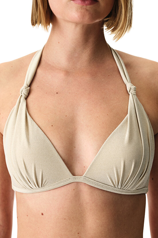 Beige Devon Ruched Bikini Top - 3