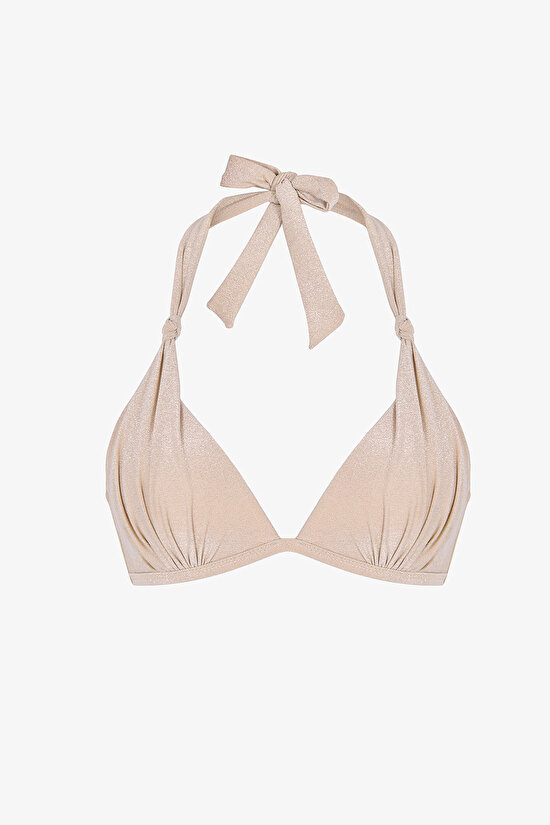 Bej Devon Ruched Bikini Üstü - 4