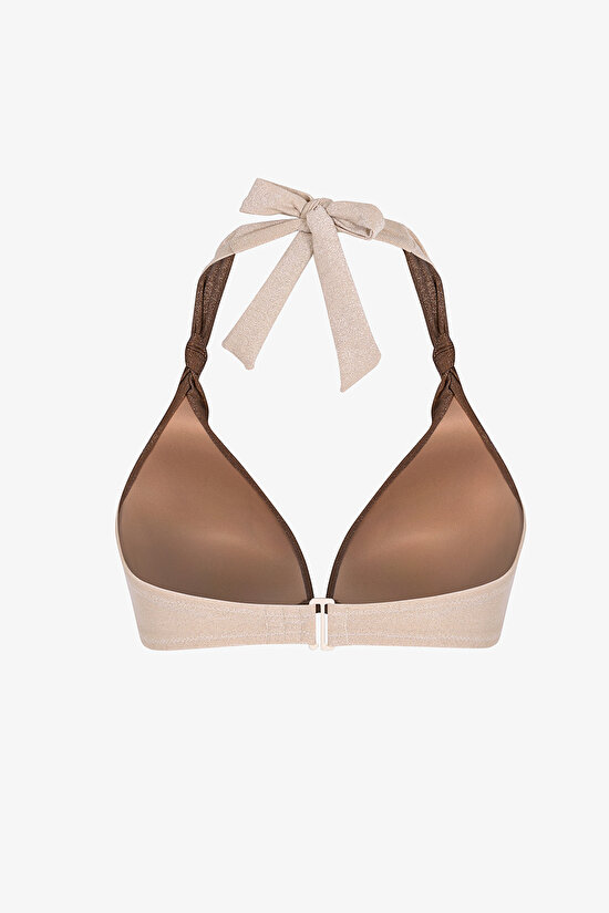 Bej Devon Ruched Bikini Üstü - 5