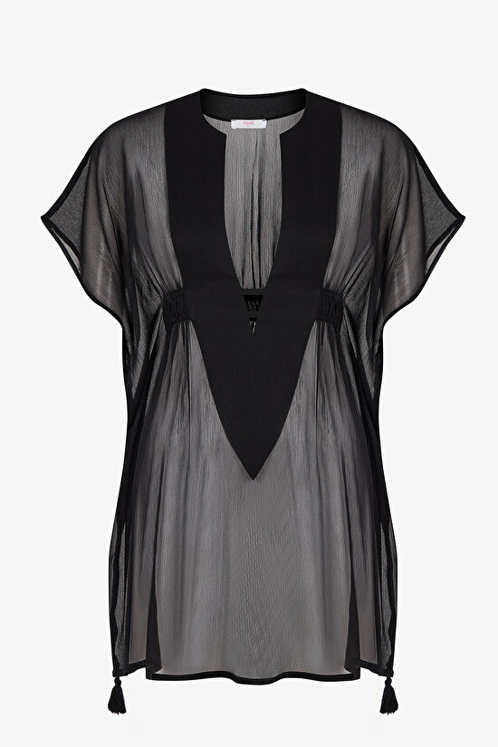 Siyah Basic Kaftan - 6