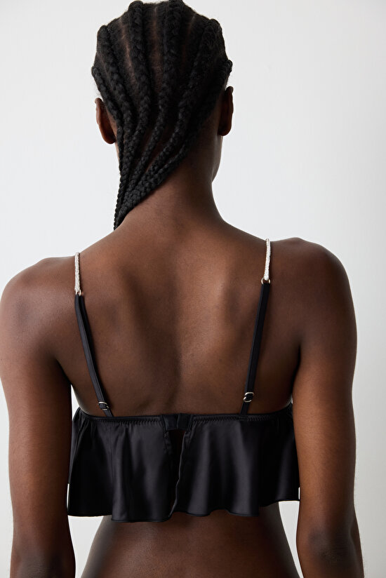 Saten Siyah Bralet - 4