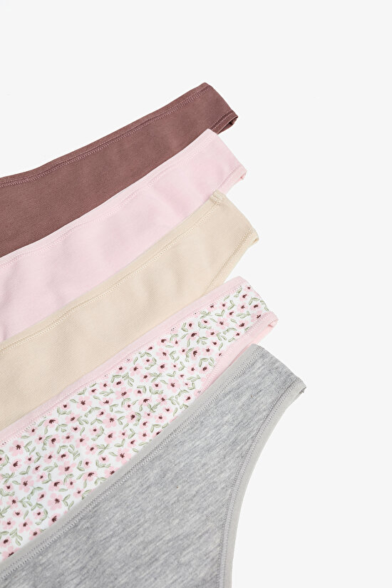 Cute Blossom Çok Renkli 5li Tanga Külot - 5