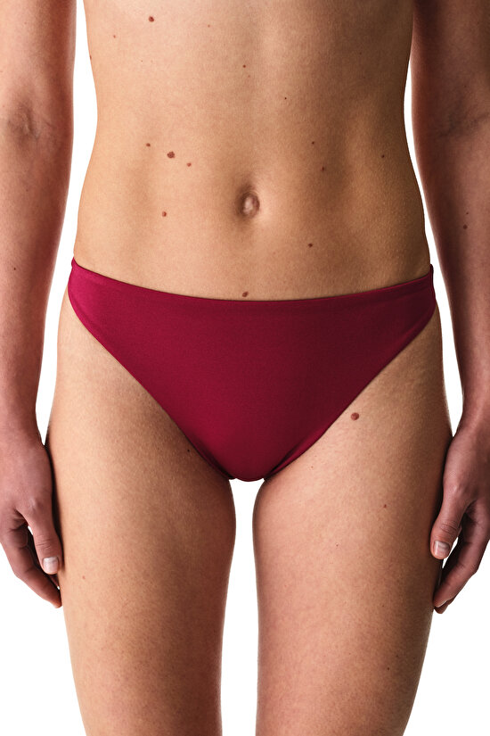 Burgundy Evelyn Minimal Slip Bikini Bottom - 1