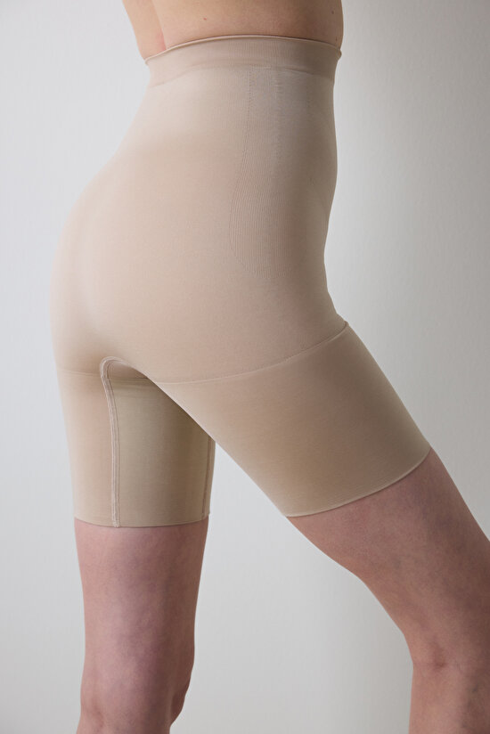 Ten Rengi Dikişsiz Yüksek Bel Toparlayıcı Şort Korse - 5