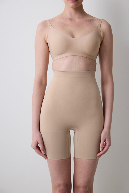 Ten Rengi Dikişsiz Yüksek Bel Toparlayıcı Şort Korse - 7