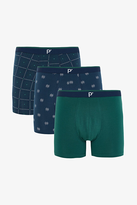 Erkek Geometrik Desenli Logolu 3'lü Boxer Erkek Geometrik Desenli Logolu 3'lü Boxer - 1