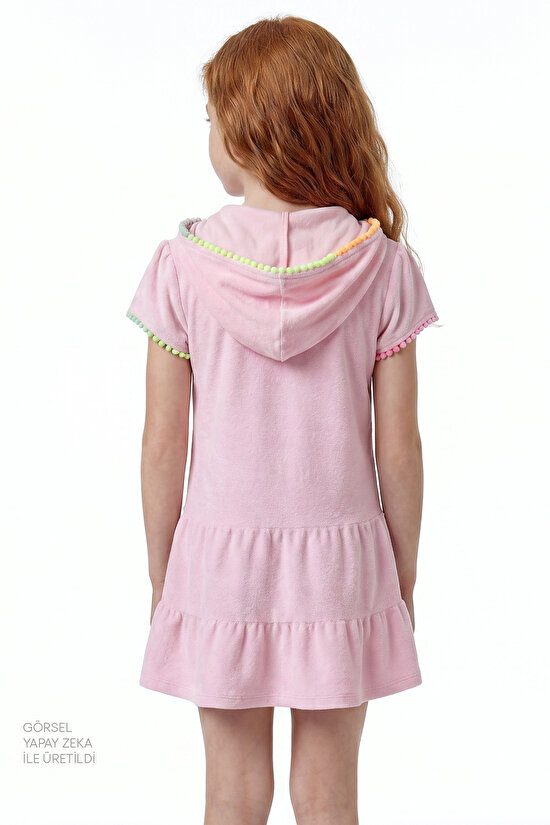 Pink Girls Sweet Pastel Pink Towel Kaftan - 2