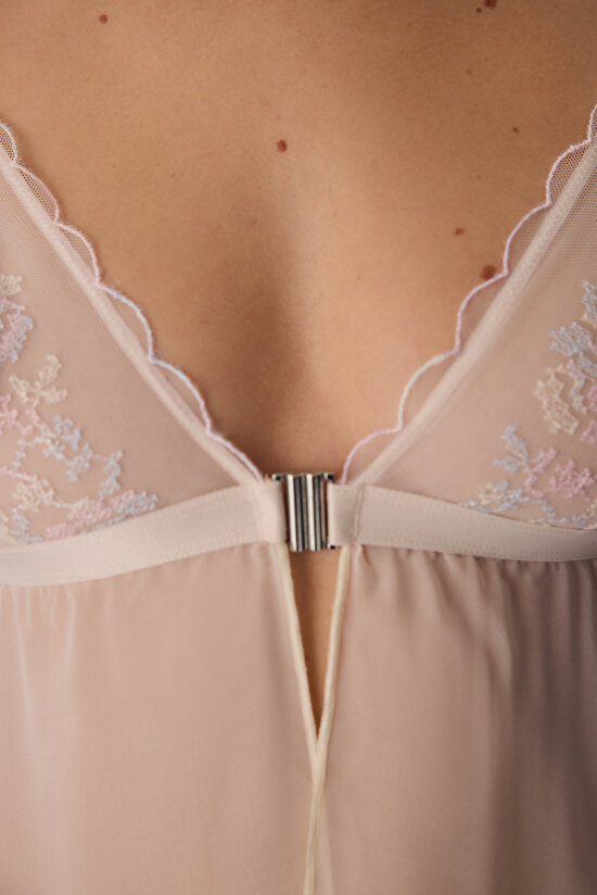 Bej Front Opening Broderie Babydoll - 6