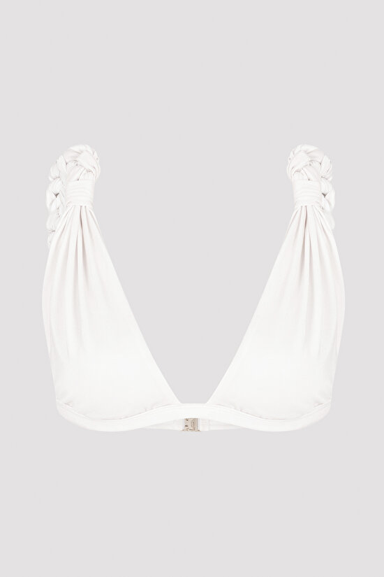 Beyaz Rita Omuzları Örgü Detaylı Üçgen Bikini Takımı-Özgür Masur Koleksiyonu - 8