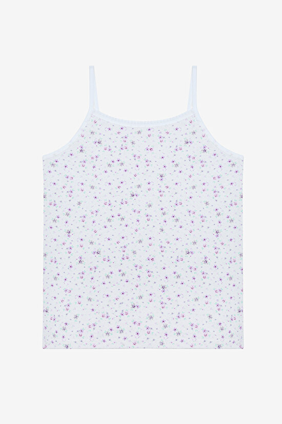 Kız Çocuk Spring Flower Pamuklu Optik Beyaz 2li Atlet - 3