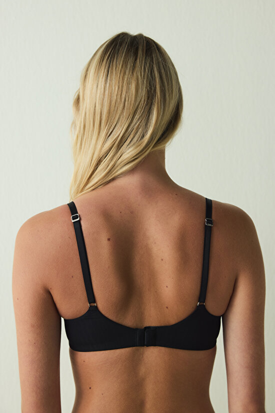 Black Comfy Cosy Adjustable Straps Non-wired Non-Padded Bra - 6