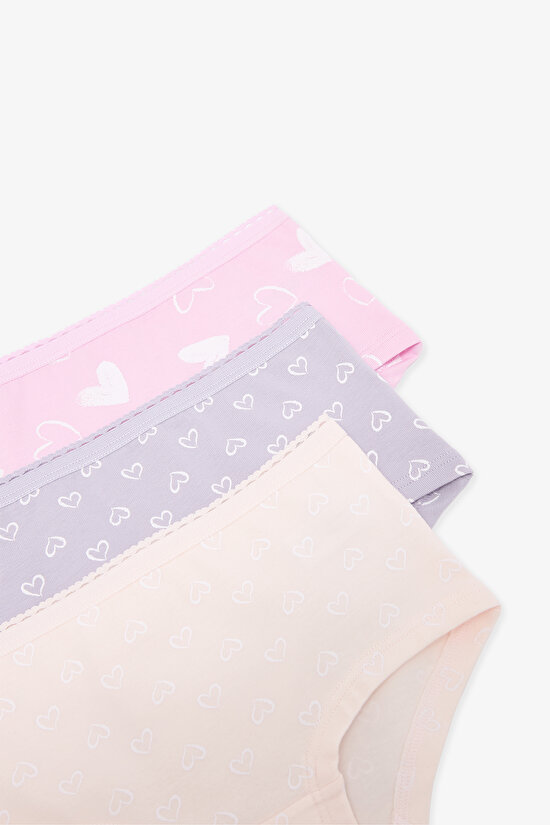 Girls Heart Patterned Normal Waist 3-Pack Hipster Panties Girls Heart Patterned Normal Waist 3-Pack Hipster Panties - 5