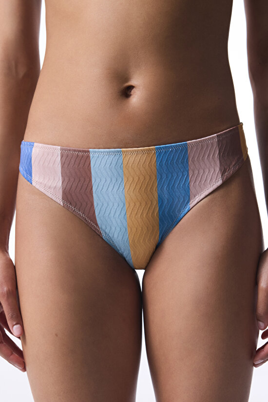 Keira Stripe Multi Colour Slip Bikini Bottom - 1