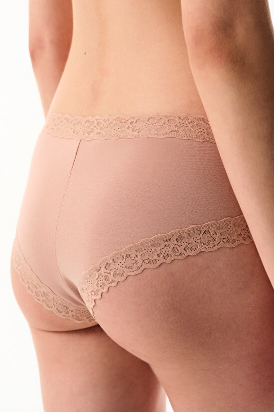 Bej Comfy Pamuklu Cheeky Hipster Külot - 2