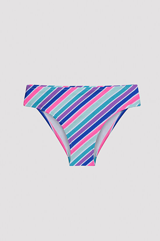 Teen Colorful Stripe Halter Bikini Set - 3