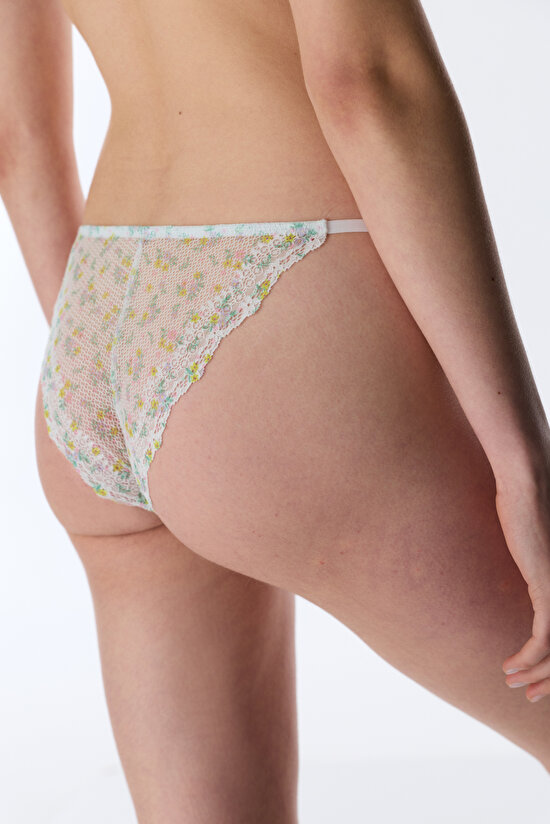 Açık Mint Floral Slip Külot - 2