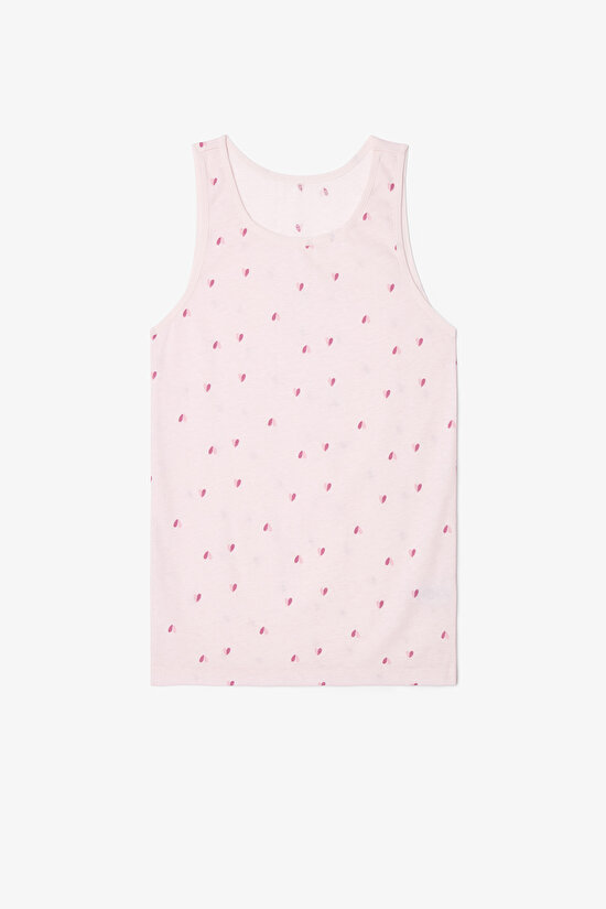 Girls Two Heart Heart Patterned Cotton Thick Strap 2-Pack Undershirt - 4