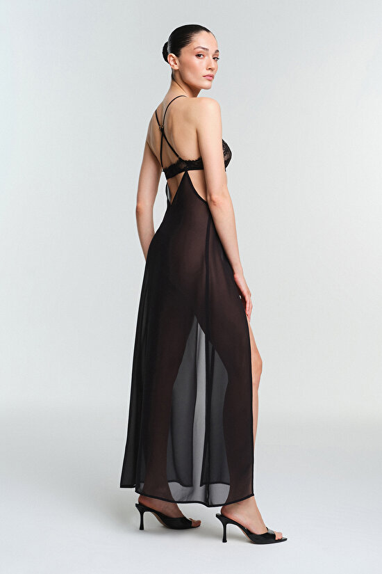 Black Vera Lace Nightgown - 2