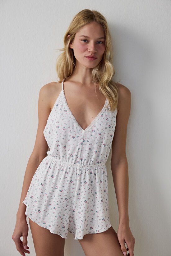 Ekru Pointel Teddy Bodysuit - 1