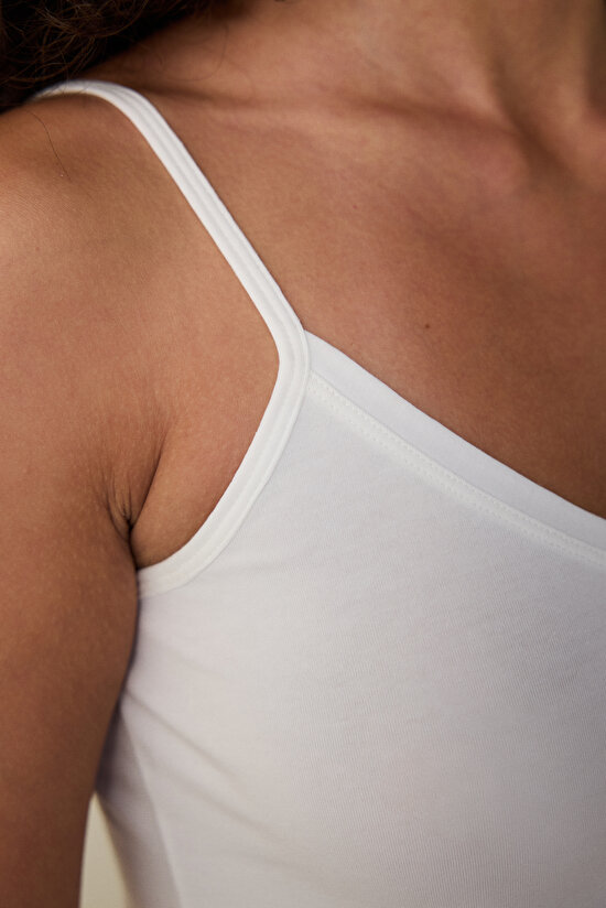 Off-White V-Neck Adjustable Strap Cotton Undershirt - 3