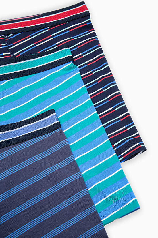 Erkek Pamuklu Bold Stripe Çok Renkli 3lü Boxer - 5