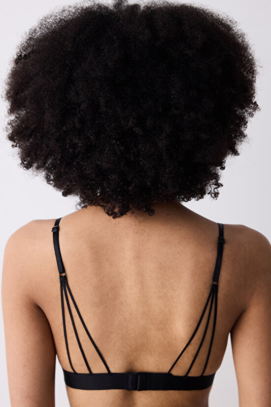 Removable Padded Soft Üçgen Siyah Sütyen - 6