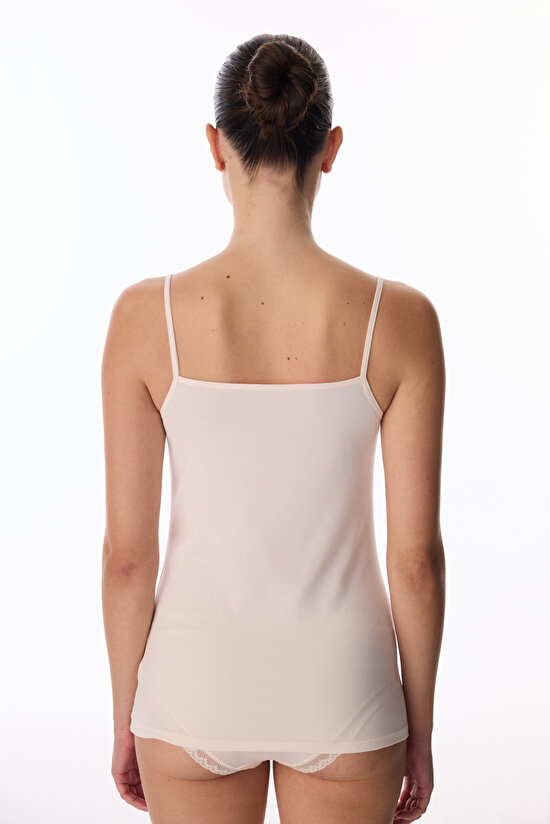 Bej Reversible Side Pamuklu V Neck Atlet - 4