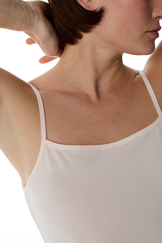 Bej Reversible Side Pamuklu V Neck Atlet - 6