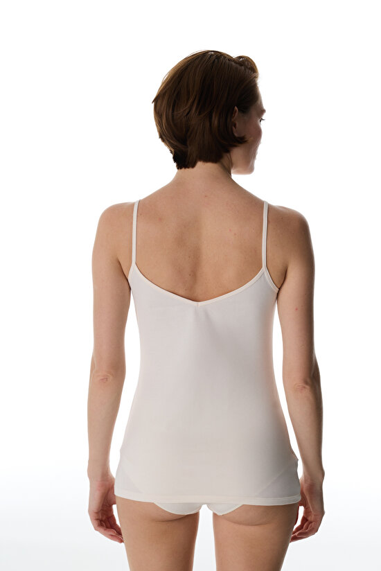 Bej Reversible Side Pamuklu V Neck Atlet - 7