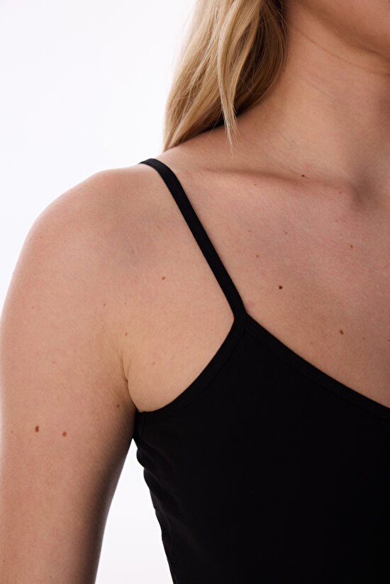 Siyah Reversible Side Pamuklu V Neck Atlet - 4