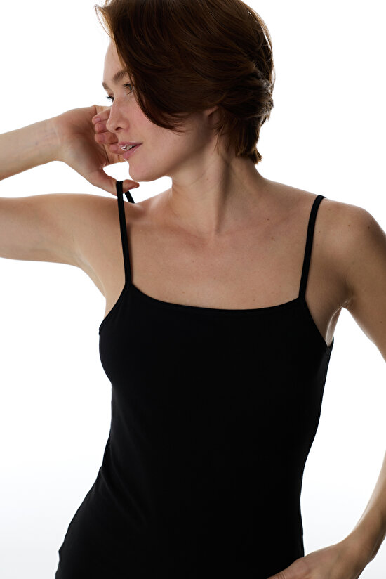 Siyah Reversible Side Pamuklu V Neck Atlet - 6