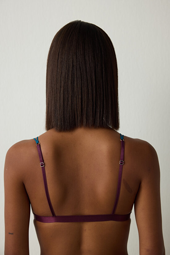 Petrol Green Lace Non-wired Non-Padded Triangle Bra - 5