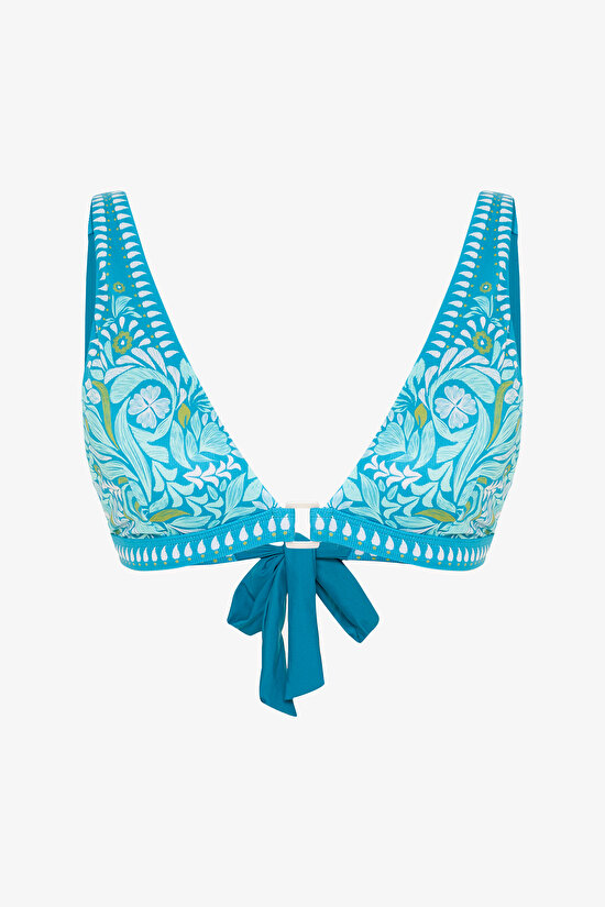 Çiçek Desenli Tropic Leaf V Model Bikini Üstü - 5
