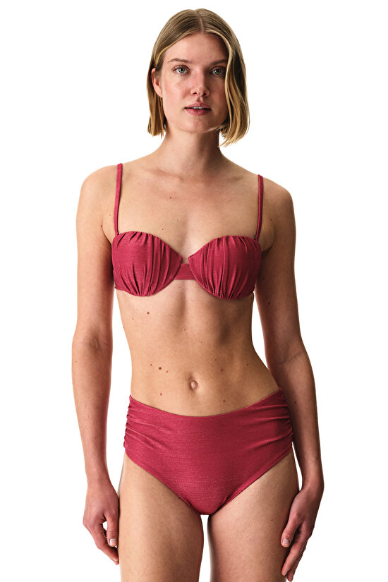 Fuşya Dayana High Büzgülü Bikini Altı - 4