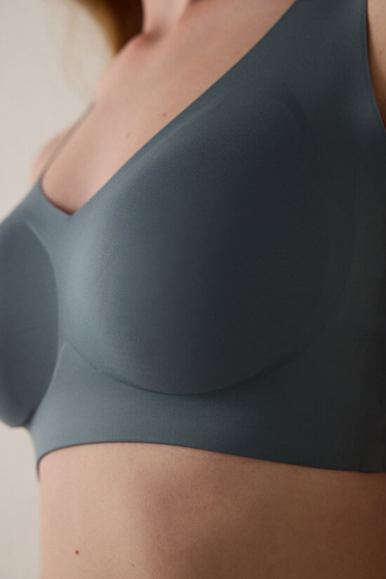Koyu Gri Invisible Up Dikişsiz Balensiz Push Up Sütyen - 4