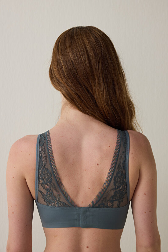 Koyu Gri Invisible Up Dikişsiz Balensiz Push Up Sütyen - 5