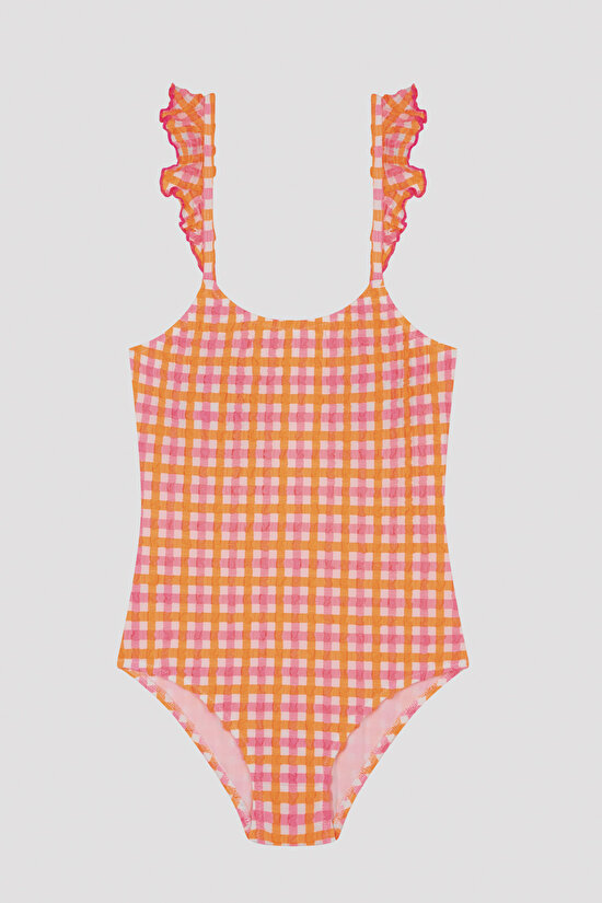 T. Colorful Gingham Frill Suit - 1