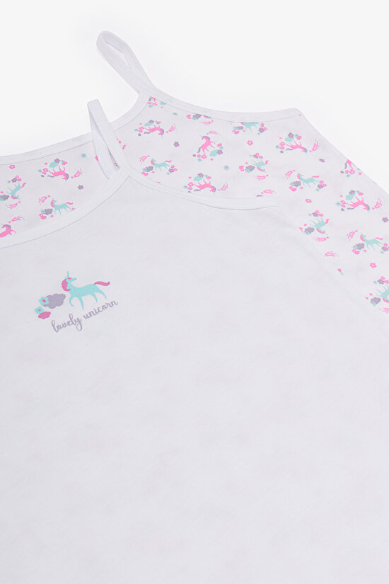 Kırık Beyaz Kız Çocuk Lovely Pamuklu 2'li Atlet - 2