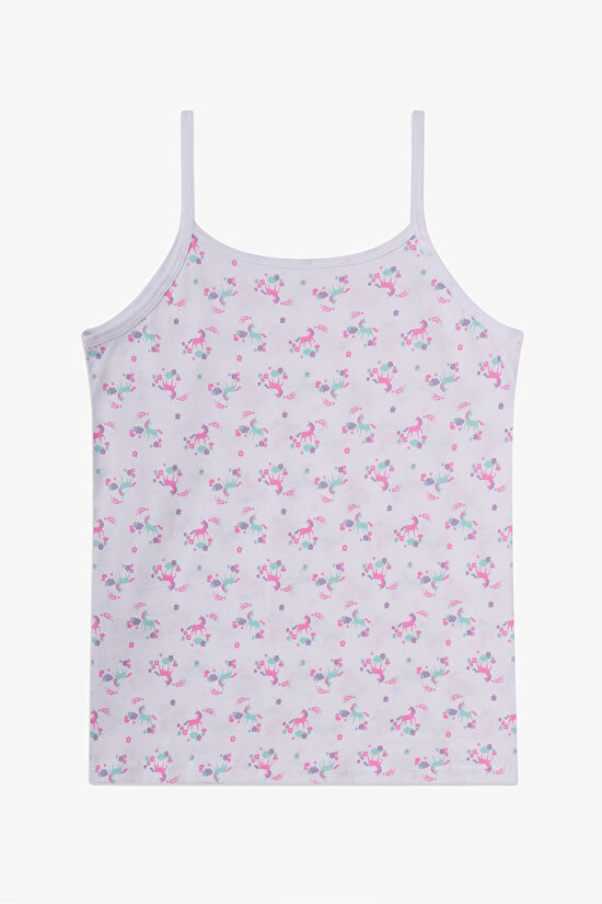 Kırık Beyaz Kız Çocuk Lovely Pamuklu 2'li Atlet - 4