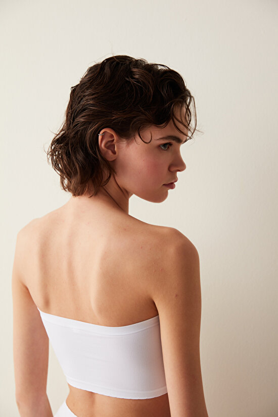 Nu Basic Strapless Optik Beyaz Sütyen - 5