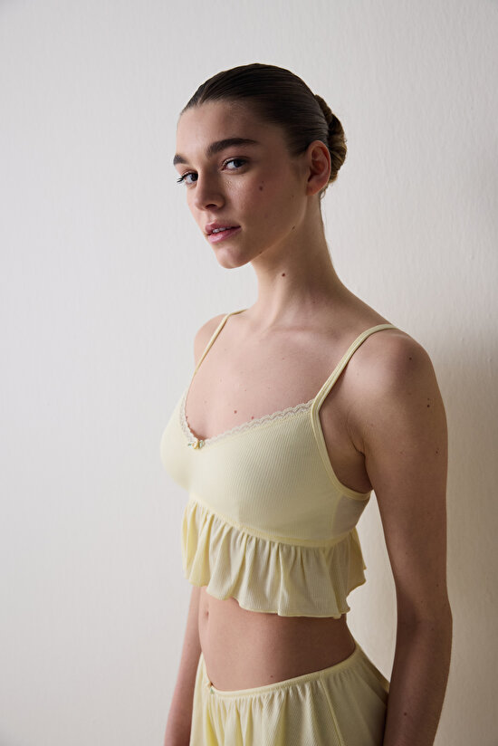Thin Strap Açık Sarı Crop Atlet Thin Strap Açık Sarı Crop Atlet - 3