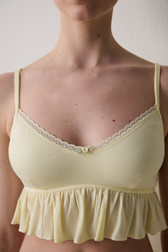 Thin Strap Açık Sarı Crop Atlet Thin Strap Açık Sarı Crop Atlet - 4